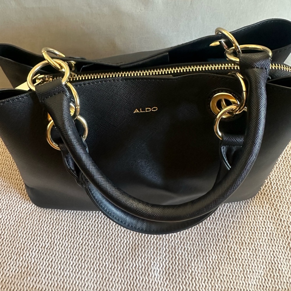 ALDO Elegant Black Tote with Gold Accents - Picture 6 of 12